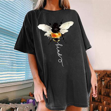 Dam Kortärmad Tunika Blus Butterfly Print Sommar
