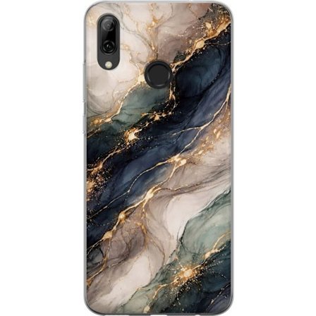 Yhteensopiva Puhelinkuori Huawei Huawei P smart 2019 Ylellinen abstrakti marmoritaide mustalla, valkoisella ja kullalla elegantteine linjoineen, ekskl