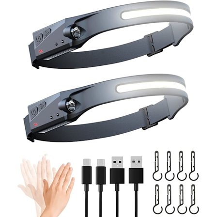 2 kpl USB-ladattavaa otsalamppua, erittäin tehokas LED-otsalamppu 5 valaistustilalla