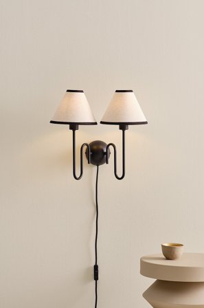 Jotex - JULIET vegglampe Nature Linen With Black Metal - Kjøp Vegglamper hos Jotex