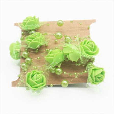 2 STK Kunstige Perler Perler Kæde Rose Blomster Guirlander GRØN