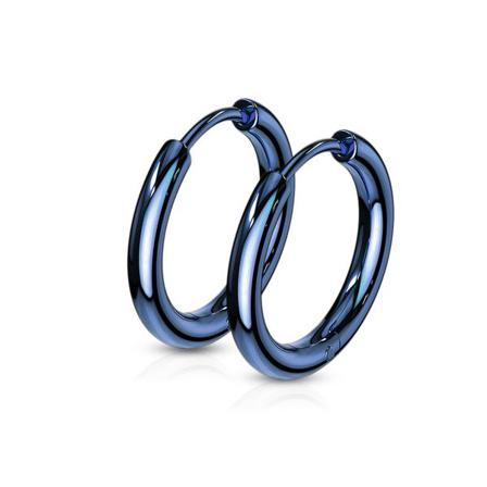 1par 15 Mm Hoops Örhängen I Ip Blåpläterad 316l Kirurgiskt Stål