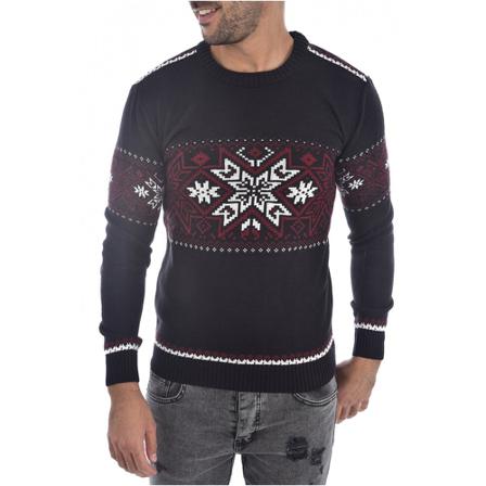 Goldenim paris Christmas pattern sweater 1248 Sort, Herre