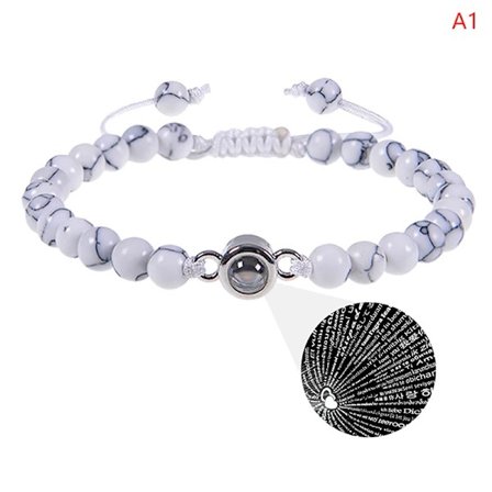 "Jeg elsker dig" Armbånd med personlig fotoprojektion Hvid