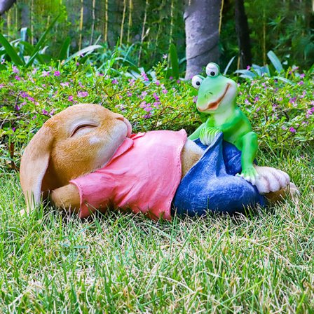 Kanin Frø Have Statue, Fantasy Kanin Udendørs Art Deco Dyr