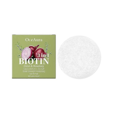 Schampo Bar med Lök och Rosmarin - Skonsamt Rengörande Skum för Frisskontroll & Hårförstärkning