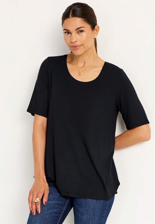 Cellbes of Sweden - Trikåtopp med korta ärmar - svart / enfärgad - för damer - 50/52