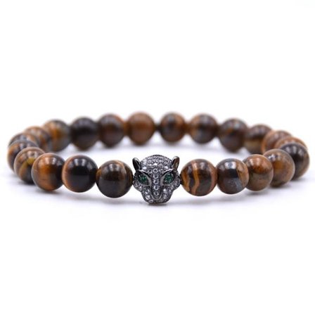 Natursten Armbånd CZ Zirkon Leopard