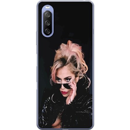 Kompatibelt Mobildeksel til Sony Xperia 10 III Lady Gaga portrett med solbriller og dramatisk sminke i mørk glamorøs stil