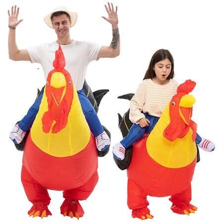 {xjxj} Halloween-kostyme Morsom dukke Oppblåsbar kostyme Juleforestilling Festivaldrakt Cosplay Hongsu-Xin Rød hane Red roost