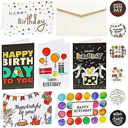 4 Pakker Fødselsdagskort Kuverter Klistermærker Hilsener