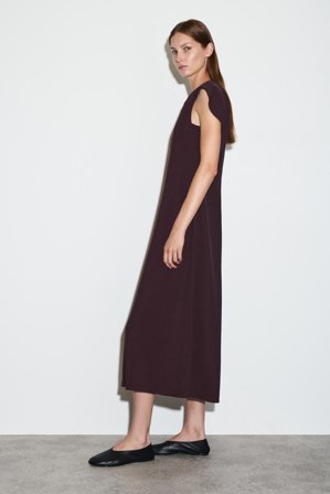 COS Women's Cape-Shoulder Midi Dress in Pink