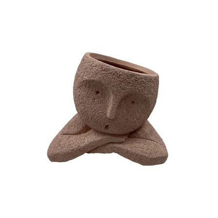 Terrakotta polyresin vase, 18x13x15 cm