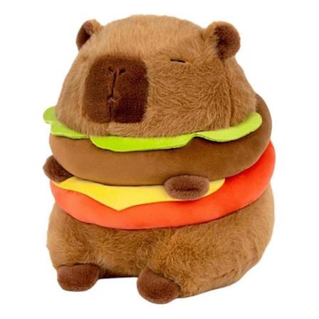 Realsitisk Måge-Kapibara Burger Plys, Sød Kapibara Fyldt Dyr Pude Plushie Legetøj, Blød Hamburger Mad Fyldt Legetøj Dukke
