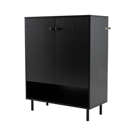 COSTWAY Kök Buffé med 2 Dörrar, Justerbar Hylla, Kullsyre Kit, Förvaringsmöbel för Matrum Vardagsrum, Svart