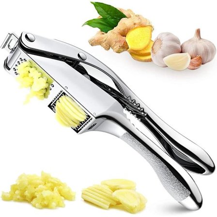 2-in-1 Valkosipuli Pressa Viipaloija Ruostumattomasta Teräksestä Kuorima Squeezer Murskain Mincer Chopper Masher Presser Rocker