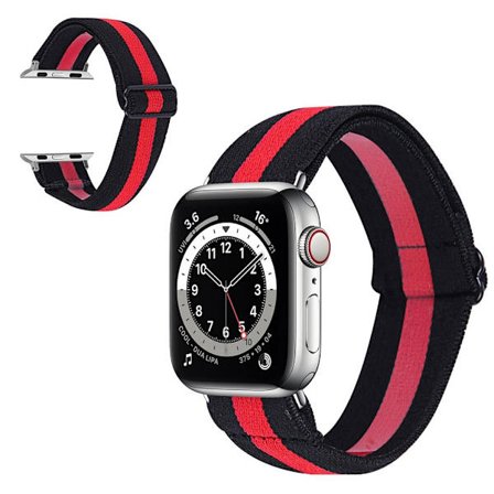 Apple Watch Series 6 / 5 40mm nylon mønster rem - rød Line in sort
