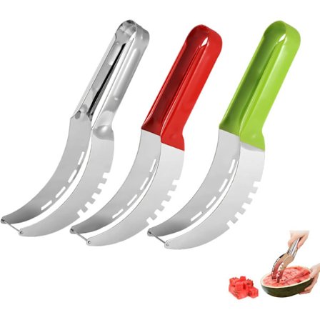Vesimeloni leikkuri, ruostumattomasta teräksestä valmistettu meloni leikkuri, monitoiminen hedelmäleikkuri keittiöapuväline veitsi cantaloupe 