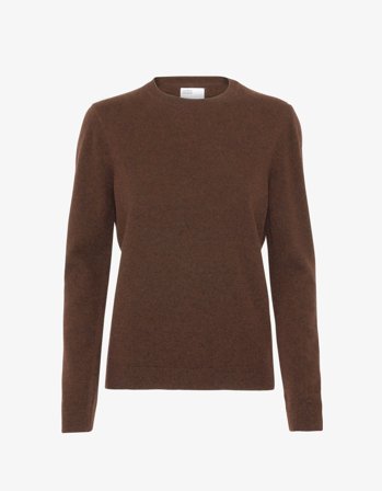 Women Classic Merino Wool Crew - Coffee Brown - M