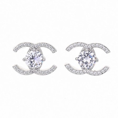 Ørestikker Dobbelt C Krystal Udsøgte Øreringe til Kvinder Bryllupssmykker til Dame Kvinder Piger Kæreste