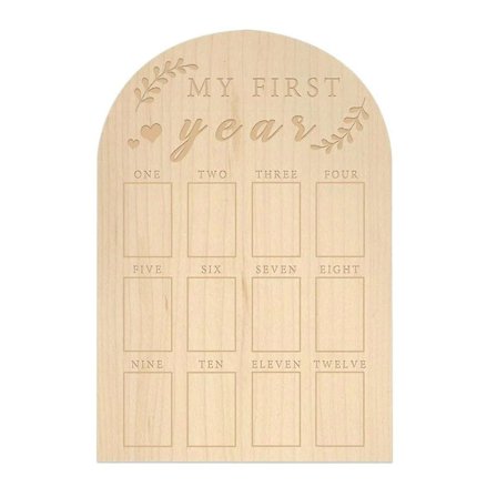Min Första År Fotodisplay Träbräda, Bildram 12 Månader Nyfödd Bildramar Babyfoto D