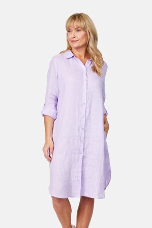 B. COPENHAGEN - Hør Skjortekjole - Lilla