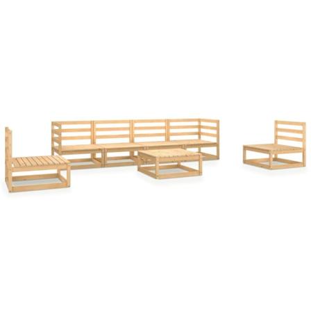 Vidaxl Loungegrupp 7 Delar Massiv Furu Brun