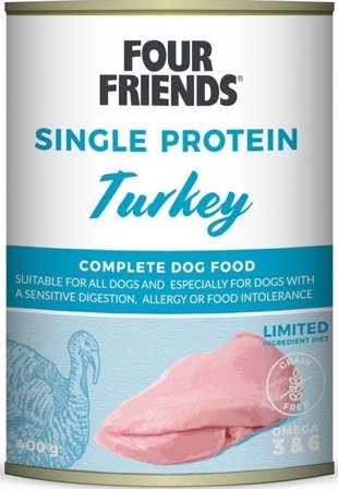 Four Friends Turkey koiran märkäruoka kalkkuna, 400 g