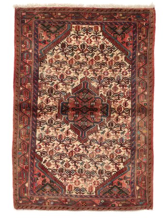 Hamadan Teppich Handgeknüpft 105X150 Dunkelrot/Schwarz Persien/Iran