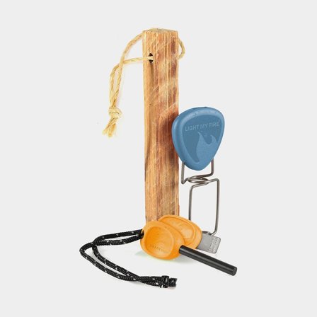 Firestarter Light My Fire Swedish FireSteel Bio Scout FireLighting Kit HazyBlue / RustyOrange, 7.7 cm + grill fork + kindling