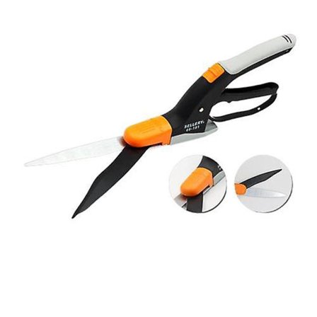 360 Justerbare Græs Saks. Plænesaks Med Teflon Blade, Sort