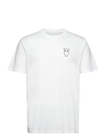 Knowledge Cotton Apparel Owl Chest Tee - Gots/Vegan - White - L