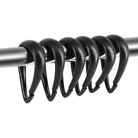 12-pack Svarta Duschdraperikrokar i Plast för Badrum Duschstång Droppformad_SZXM DJQ