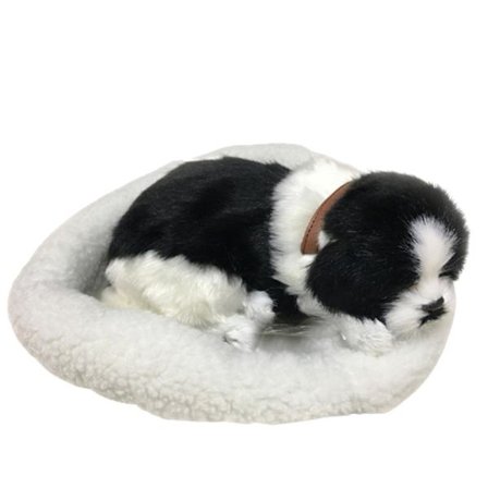 Söt Simulerad Sovande Katt/Hund Plyschdocka Med Bo Andning Fluffig Katt/Hund -t