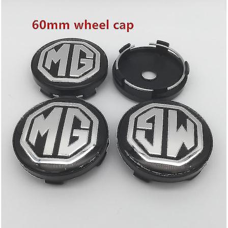 4 st Mg Logotyp 56mm 60mm Bilhjulskåpa Kåpa Harts Märke Emblem Dekal Styling Tillbehör, 60mm svart kåpa 2