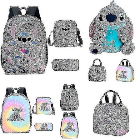 Lilo Stitch Stitch Rygsæk og Skole Taske Tredelt Sæt A