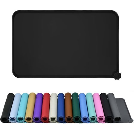 48x30 cm Vanntett Matte for Kjæledyrmat med Høye Kanter, Tyngre og Tykkere Underlag for Katt Hund Vannskål med BPA-fri, Hunder Katters Matmatter