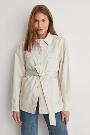 NA-KD Veste ceinturée en coton biologique - Vestes Printemps - OffBlanc - EU 42
