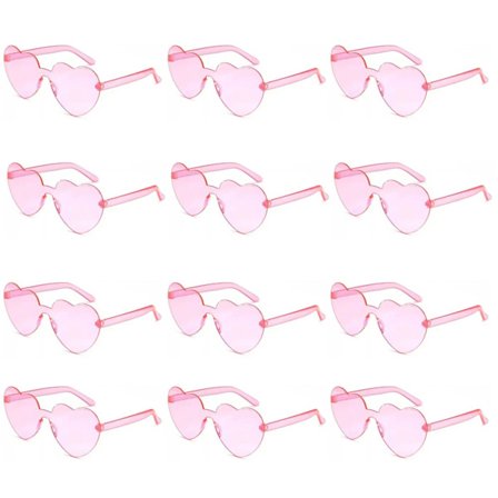 12 par hjerteformede solbriller for kvinner rammeløse hjertebriller utdrikningslag solbriller bulk Valentinsdag gaver
