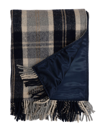 Halvor Bakke William Piknikteppe ull 140x170 blårutet glatt underside