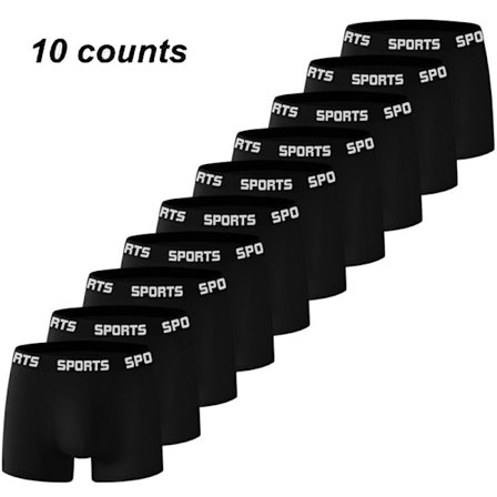 10 paria miesten alusvaatteita, miesten bokserit, urheilullinen malli, hengittävät, korkea elastisuus, mustat, koko M.