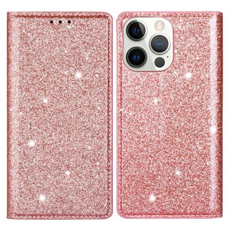 Glitter Plånboksfodral Iphone 13 Pro Roséguld