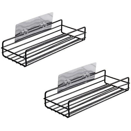 Vägghylla för badrum utan borrning Stark duschhylla Köksskåpsorganisatör (2-pack, svart)[YJD]