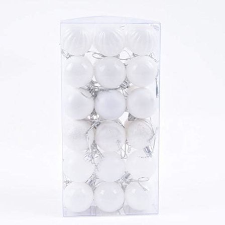 Hvide julekugler, 36 stk. 1,57 tommer mini juletræspynt