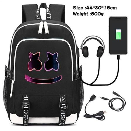 Menn Cosplay-ryggsekk Studentskoleveske med usb-lading Utskrift Dj Marshmello Laptop Uformell reiseryggsekk Bursdagsgave picture color4