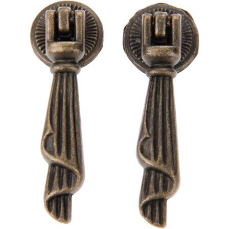 2st Antik bronsmetall Dekorativa Enkelhål Drop Handtag Lådskåp Dragar