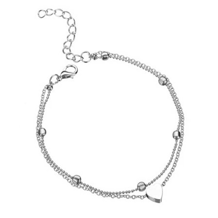 Dobbel fot smykker fot lenke ankel lenke vistlink kjede fot kjede hjerte sølv