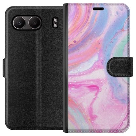 Kompatibelt Plånboksfodral till OnePlus OnePlus Nord 4 Abstrakt pastellfärgad marmorkonst med flytande akryleffekt i rosa, blått och grönt för mo