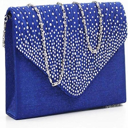 Dame Diamant Clutch Kveldveske Håndveske Bryllup, Brud, Ball, Fest Skuldervesker (Kongeblå)