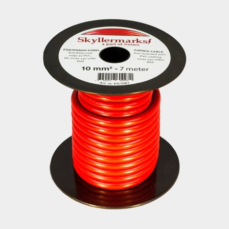 Vertinde koperen kabel Skyllermarks RK, rond, enkeladerig, 10 mm², 7 meter, rood